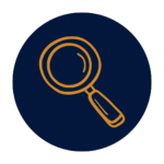loupe dorée sur fond bleu